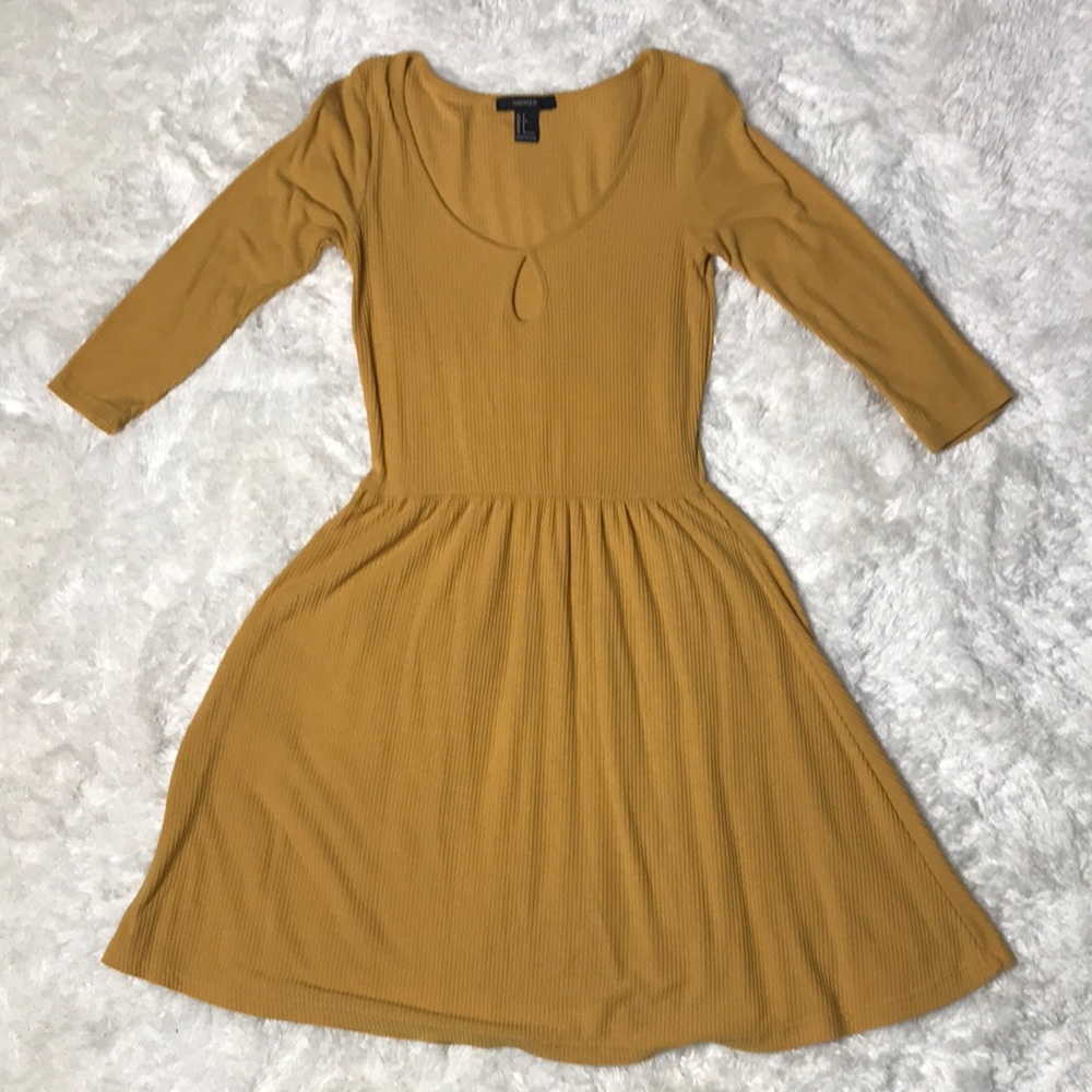 Forever21 mustard ribbed dress